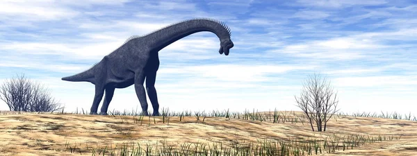 ブラチオサウルス恐竜1日で砂漠を歩く 3Dレンダリング — ストック写真