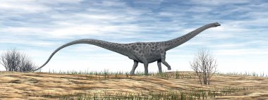 Çöldeki Diplodocus dinozoru - 3 boyutlu canlandırma