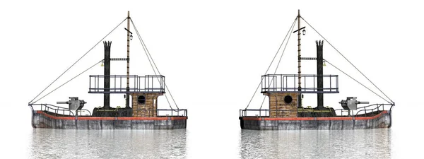 水上の2隻の哨戒艇- 3Dレンダリング — ストック写真