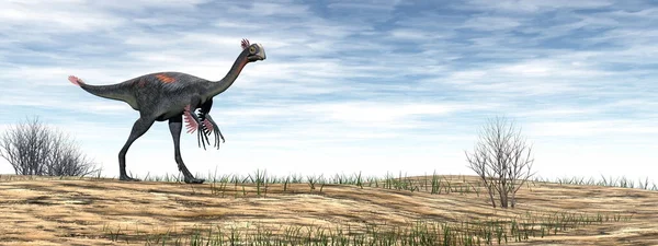A sivatag - 3d Render Gigantoraptor dinoszaurusz — Stock Fotó
