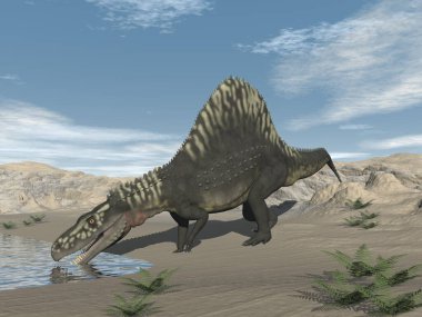 Çöldeki Arizonasaurus dinozoru - 3 boyutlu görüntüleme