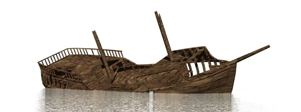 Old wreck in the water - 3D render — Stock Photo, Image