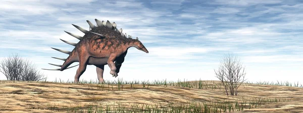 Kentrosaurus dinosaurie i öknen - 3d render — Stockfoto