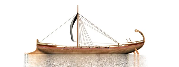 Jedna grecka łódź na wodzie - renderowanie 3D — Zdjęcie stockowe