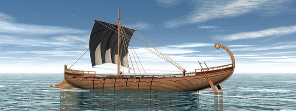 Suda bir Yunan teknesi - 3D görüntüleme