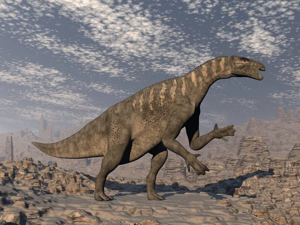 Dinosaurio Iguanodon en el desierto - 3D render — Foto de Stock