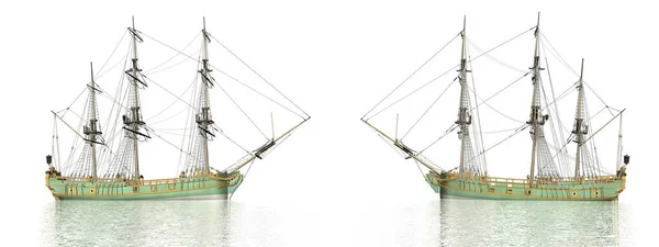 Deux navires Aurore sur l'eau - rendu 3D — Photo