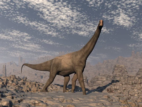 Brontomerus dinosaur in the desert - 3D render — ストック写真