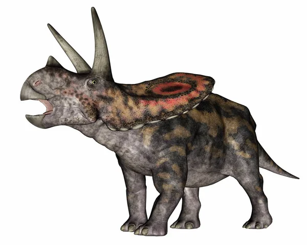 Torosaurus dinozoru ayakta ve kükreyen - 3 boyutlu görüntüleme — Stok fotoğraf