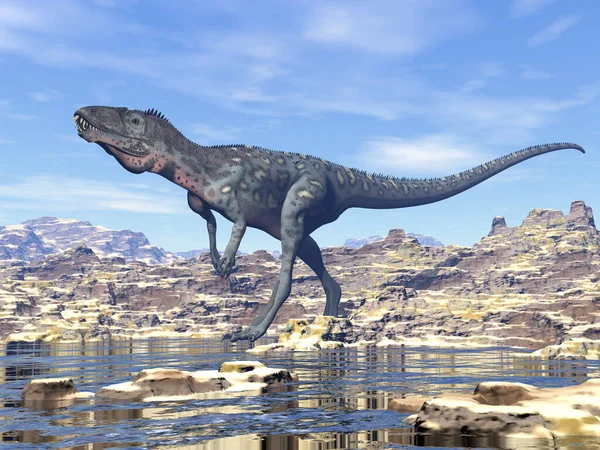 Masiakasaurus dinosaur in the desert - 3D render — Stockfoto
