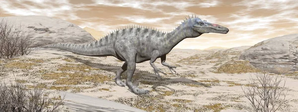 Dinosaurio Suchomimus en el desierto - 3D render — Foto de Stock