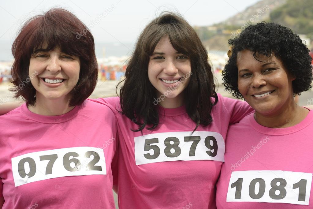 Woman on breast cancer awareness race