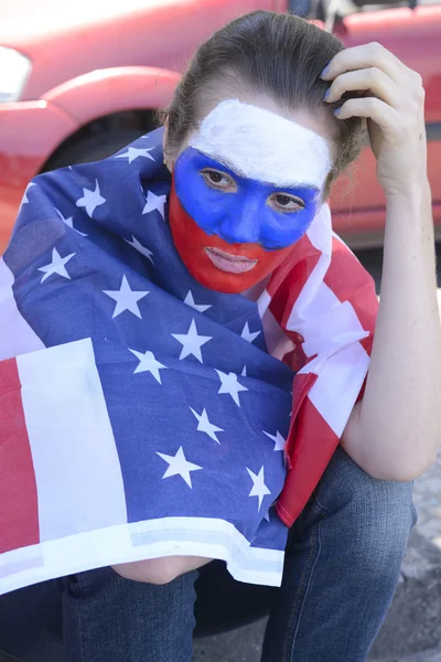 USA amerikansk kvinna fotbollsfans — Stockfoto