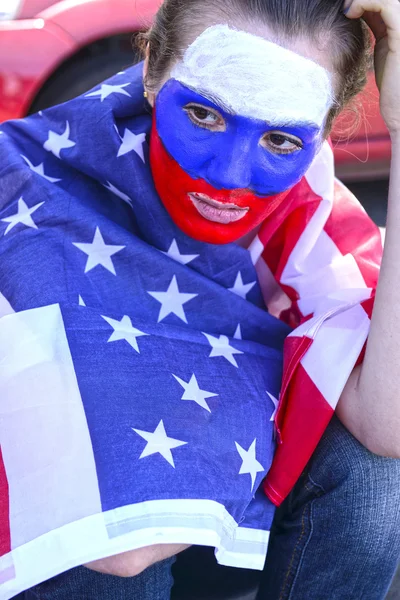 US-Amerikanerin verwüstet Fußballfan — Stockfoto