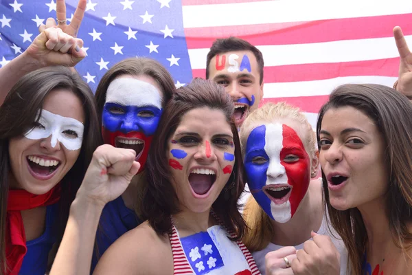 Gruppe af glade USA fodboldfans - Stock-foto