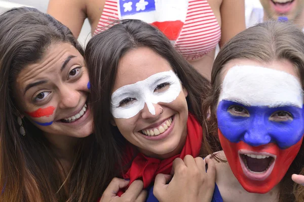 Grupo de fãs felizes de futebol dos EUA — Fotografia de Stock