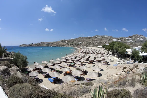 Super praia paradisíaca na ilha de Mykonos Imagem De Stock