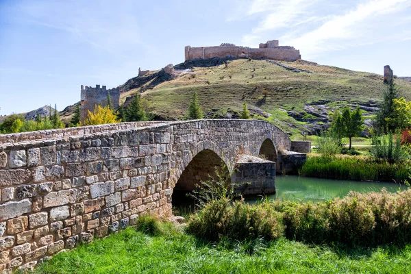 Osma Brücke Und Burg Burgo Osma Soria Kastilien Und Leon — Stockfoto