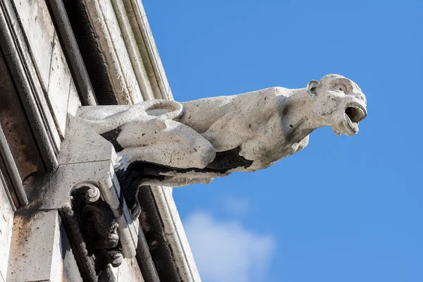 Gargoyle Ligt Bovenop Sacre Coeur Basiliek Parijs Frankrijk — Stockfoto