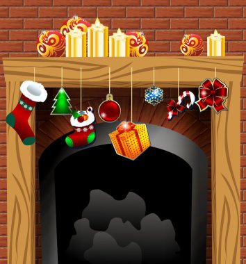 Şöminenin üstünde Noel