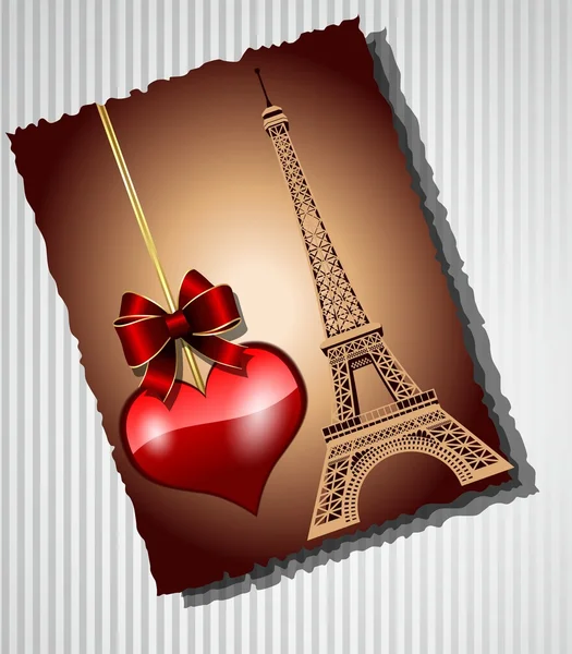 Tarjeta con la Torre Eiffel — Vector de stock