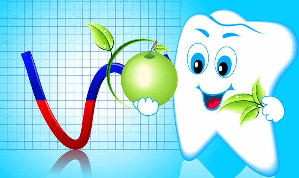 सेब के साथ स्वस्थ दांत — स्टॉक वेक्टर
