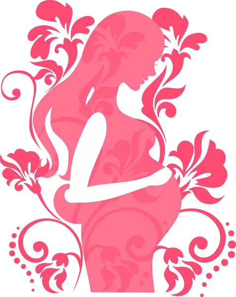 Background with silhouette of pregnant woman — Stock Vector