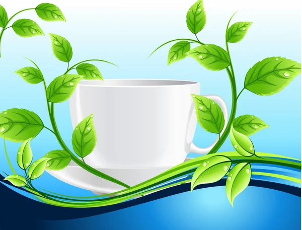 White cup of tea with mint — Stock Vector
