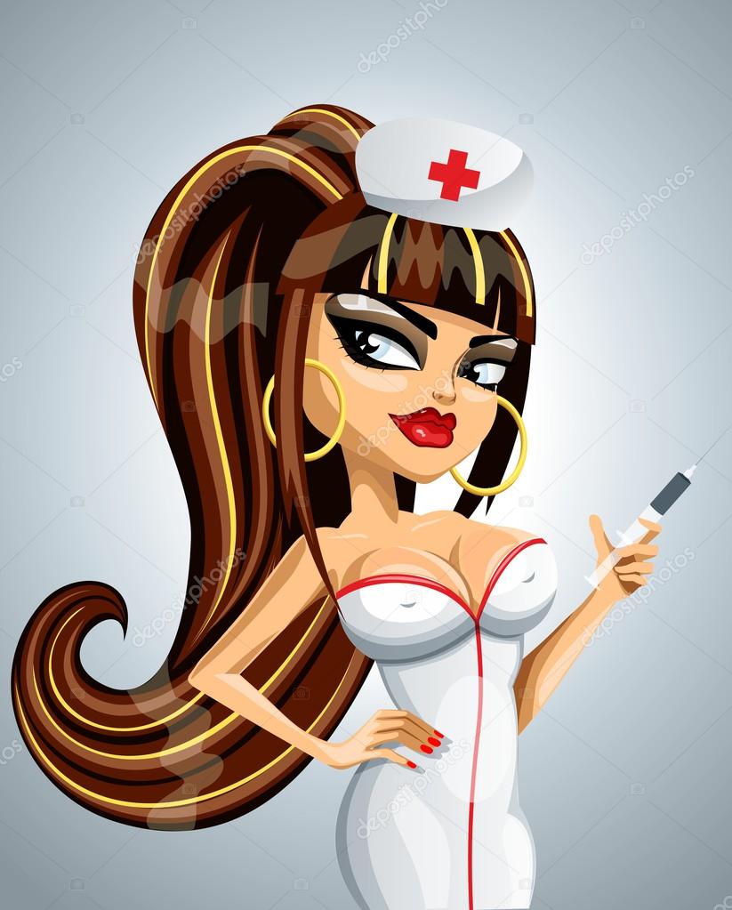 Cute and sexy nurse ready to make an injection