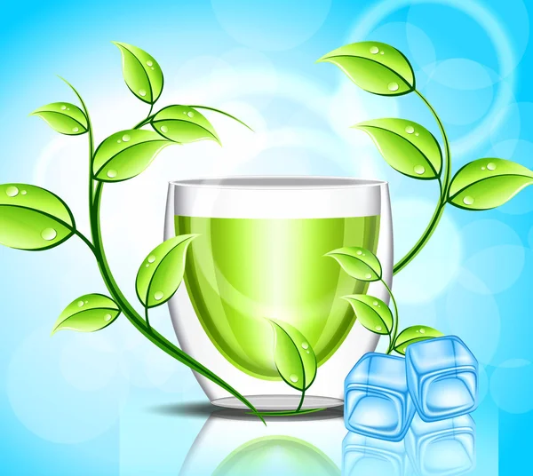 Green tea ice — Stock Vector