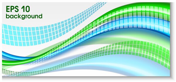 Зеленый и синий фон волны
