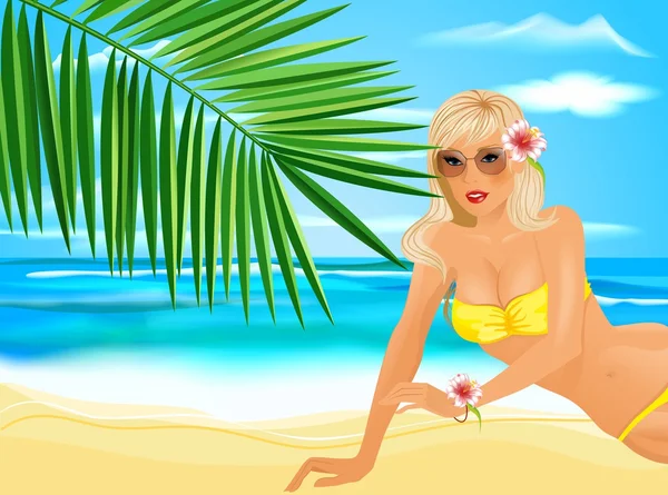 Beach Girl — Stock Vector