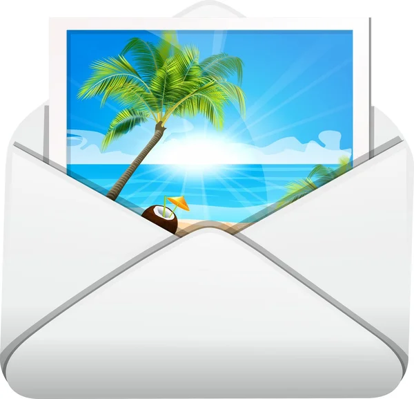 Photo palms on a sea in an envelope — Stock Vector