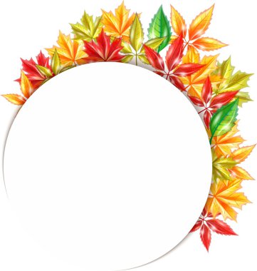 sonbahar yaprakları ile yuvarlak banner