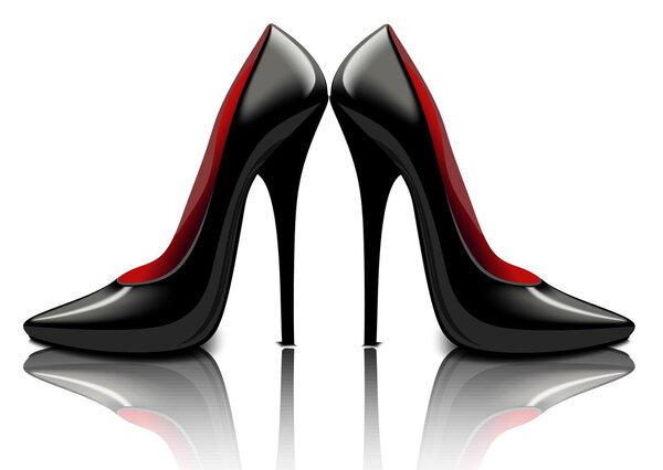 Патентная кожа черная обувь, векторная иллюстрация
