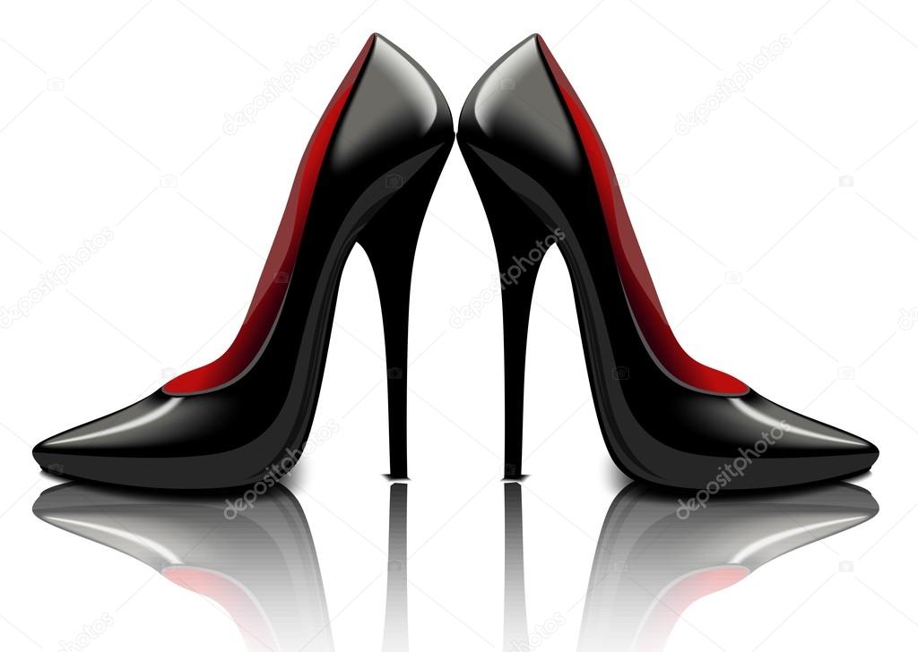 Patent leather black shoes, vector illustration