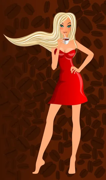 Sexy girl in a red dress — Stock Vector