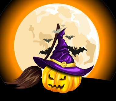 Cadılar bayramı balkabağı ve cadı şapkası