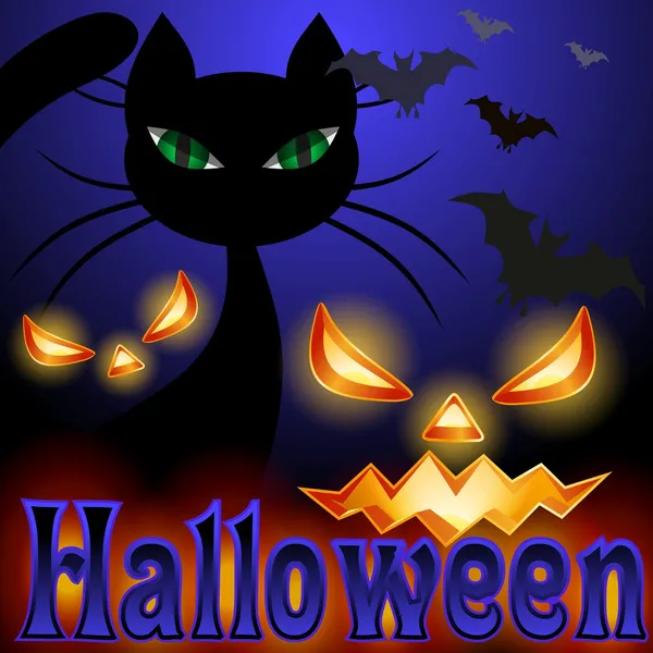Background for Halloween, black cat — Stock Vector
