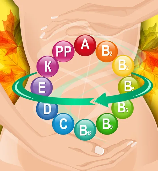 Complejo vitamínico para el tracto digestivo — Vector de stock