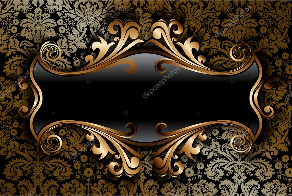 Vector decorative ornamental background with golden elements Stock