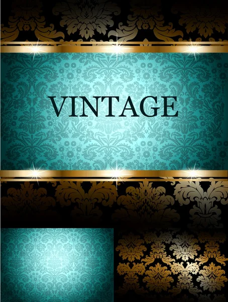Türkisfarbene Vintage Tapete — Stockvektor