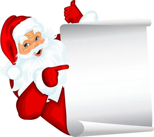 开心的圣诞老人与一张纸 — 图库矢量图片