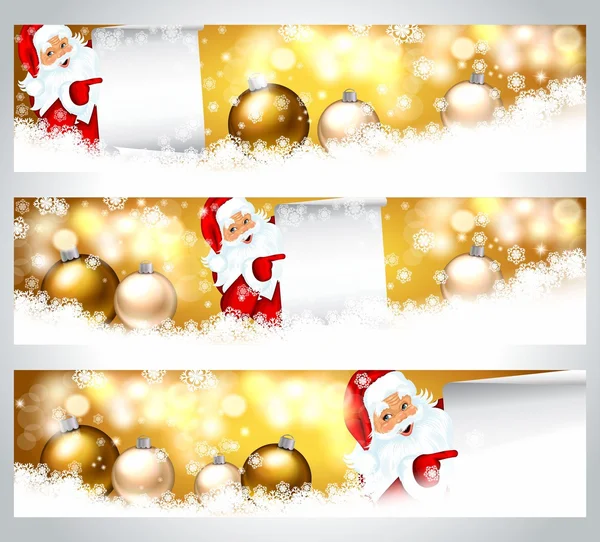 Happy Santa Claus on banners — Stock Vector