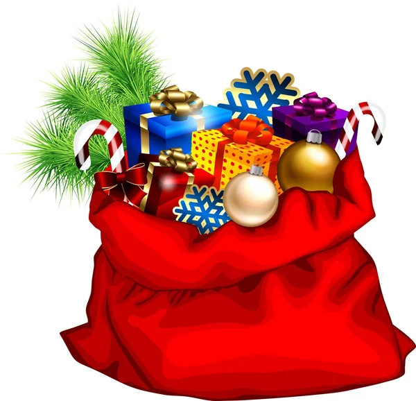 Bolsa de Navidad con regalos — Vector de stock