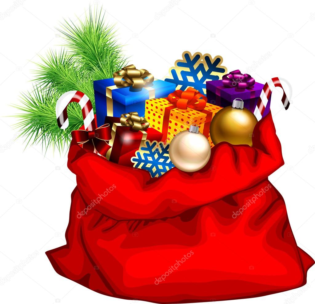 Christmas bag with gifts Stock Vector by ©clairev 2202119