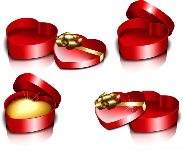 Altın bir yay ile kalp kutu — Stok Vektör