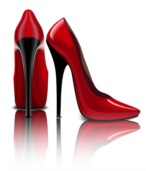 光沢のある床の上の赤い靴 ロイヤリティフリーのストックイラスト