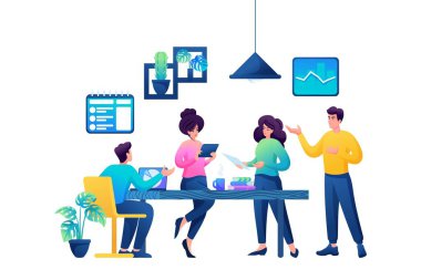 Brainstorming a creative team to create an idea. Concept for web design.