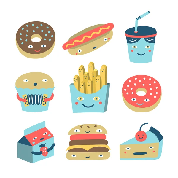 Fast food cartoon set — Stock Vector